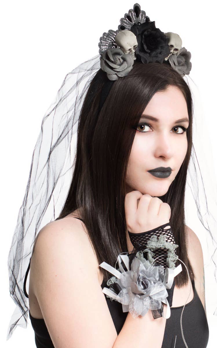 Corpse Bride Corsage Wrist Fingerless Gloves Main Image