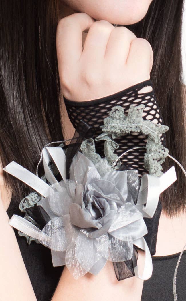 Corpse Bride Corsage Wrist Fingerless Gloves Close Image