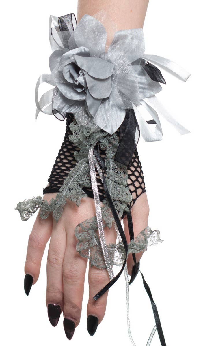 Corpse Bride Corsage Wrist Fingerless Gloves Alt Image
