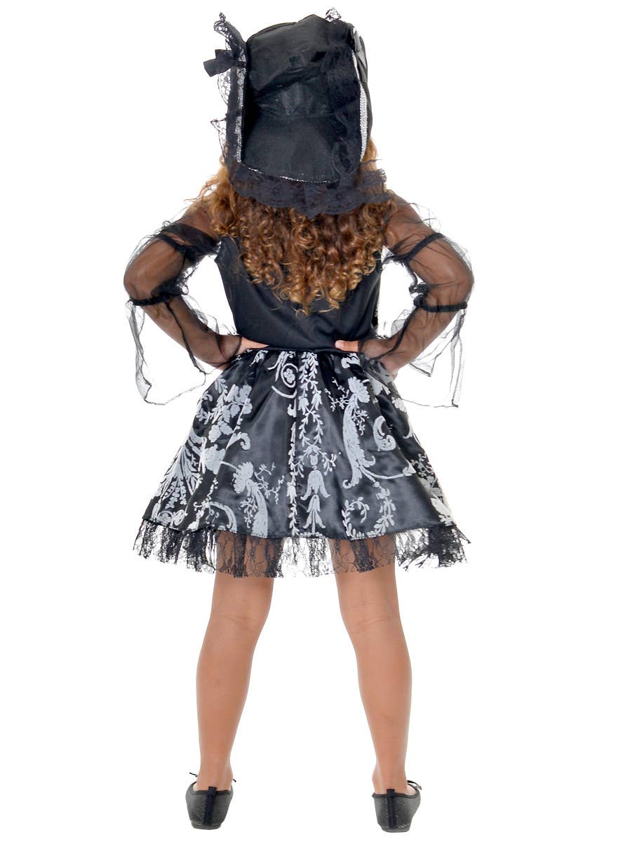 Girls Black and Grey Pirate Sweetie Dress Up Costume - Back View