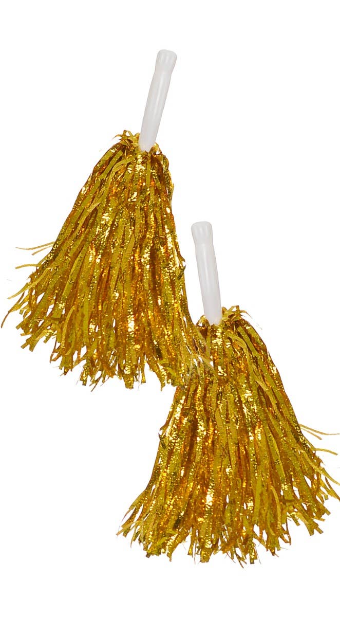 Yellow Gold Metallic Tinsel Pom poms Costume Accessory Main Image