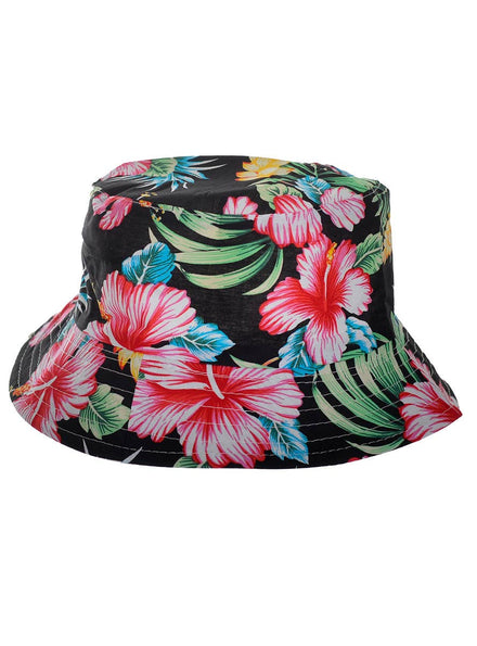 Black and Pink Hibiscus Print Hawaiian Costume Hat