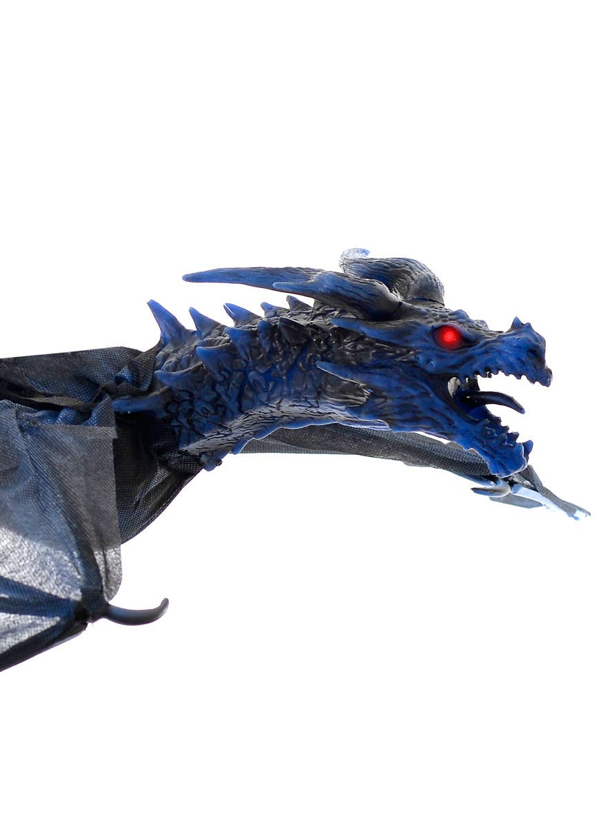 Animated Blue and Black Flying Dragon Halloween Decoration - Close Up 1