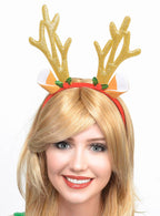 Gold Sparkley Reindeer Antlers Heaband