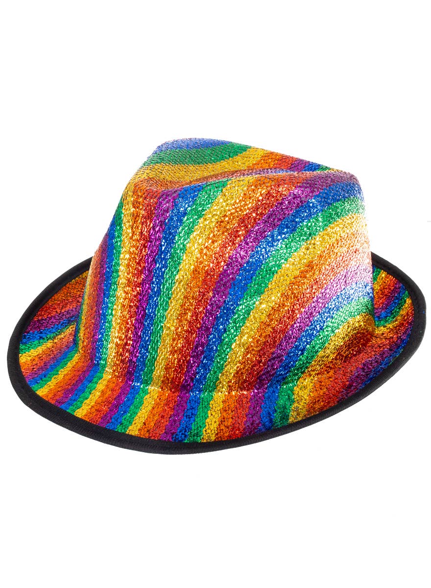 Rainbow Striped Fedora Costume Hat - Main Image