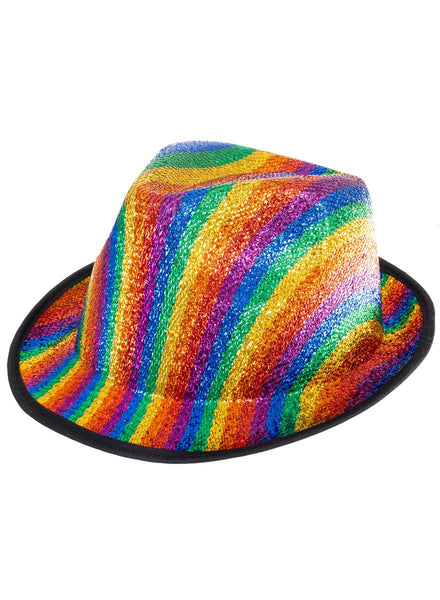 Rainbow Striped Fedora Costume Hat - Main Image