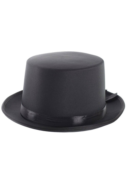 Black Satin Top Hat Fancy Dress Costume Accessory