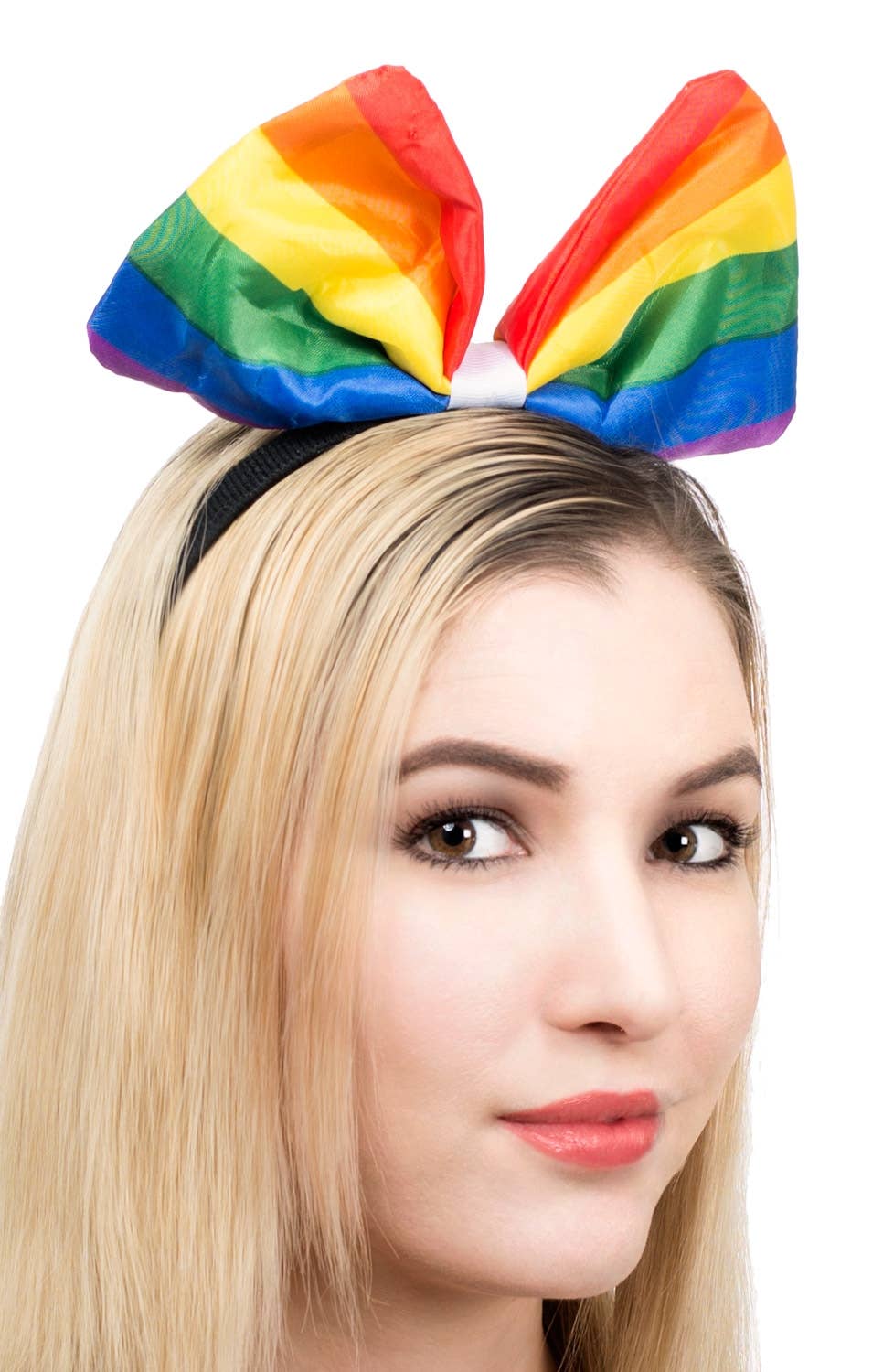 Large Rainbow Bow on Headband Costume Accessory Main Image
