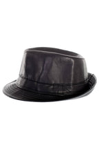 Faux Black Leather Adult's Gangster Fedora Hat Costume Accessory