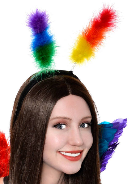 Cute Fluffy Rainbow Feather Head Bopper Headband