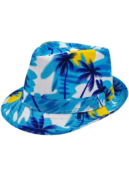 Image of Beachy Blue Tropical Hawaiian Fedora Costume Hat