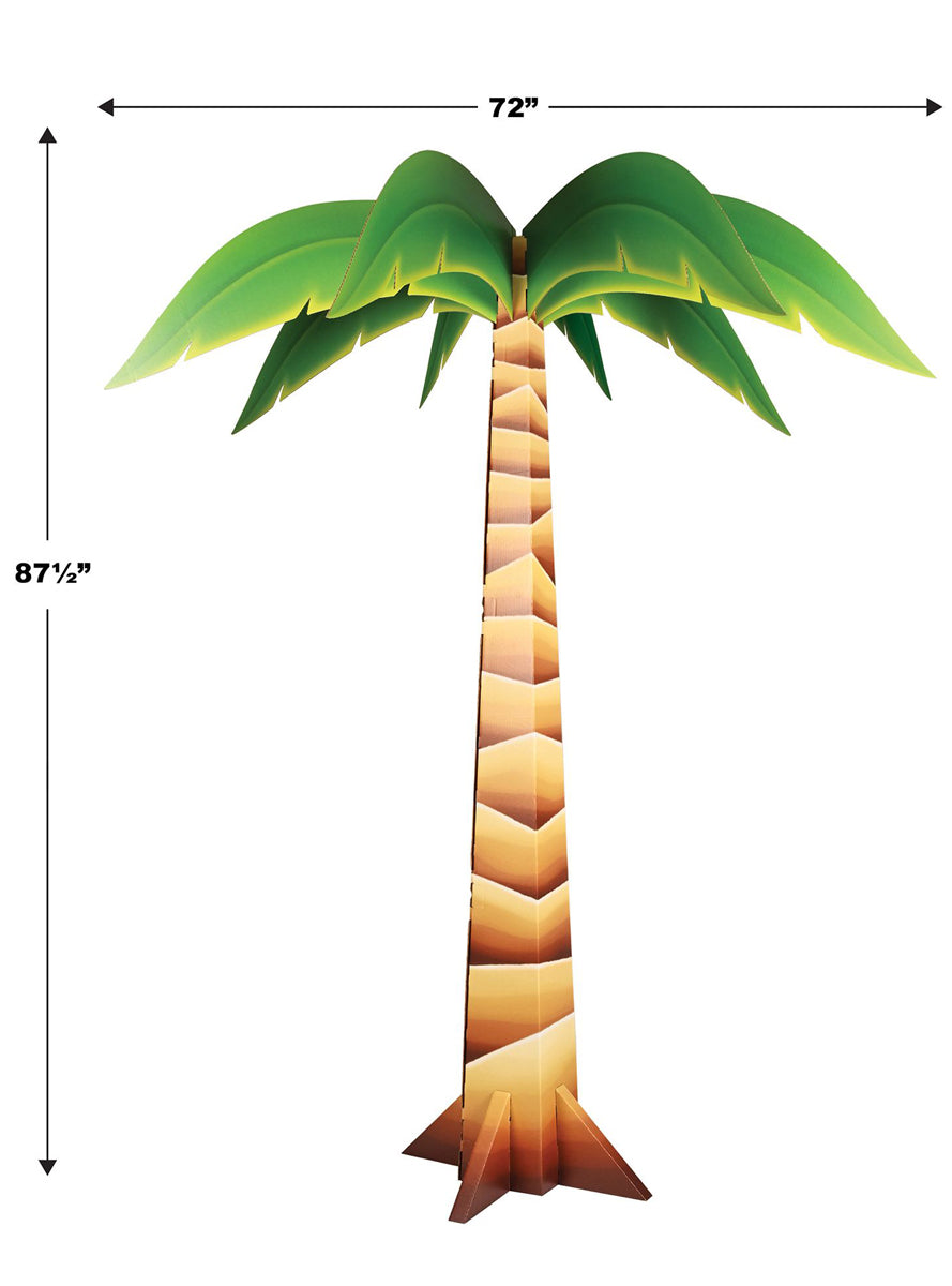 Tropical Party 220cm Tall Palm Tree 3D Decoration - Dimensions Image