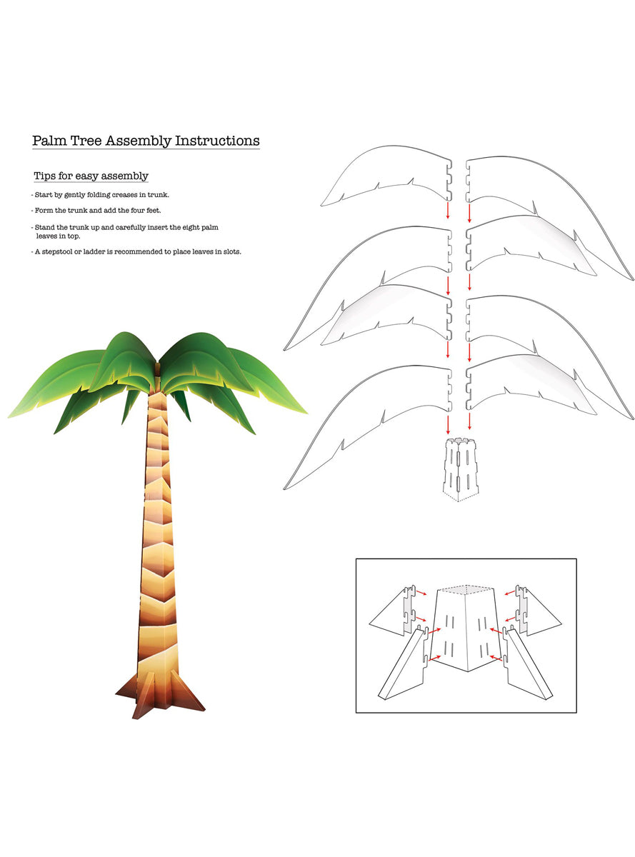 Tropical Party 220cm Tall Palm Tree 3D Decoration - Instructions Image