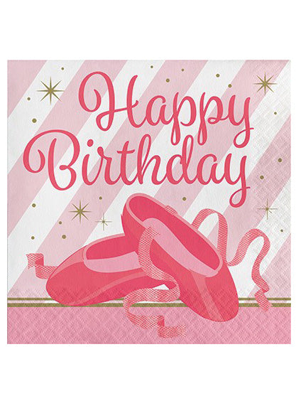 Twinkle Toes Pink Ballet Party 16 Pack Lunch Napkins – Main Image
