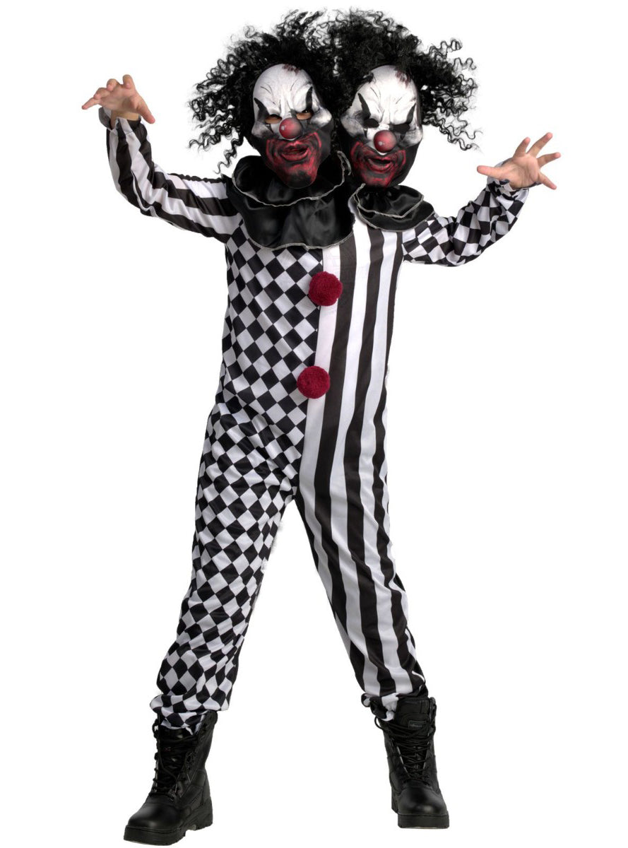 Evil Double Head Clown Boys Halloween Costume - Main Image