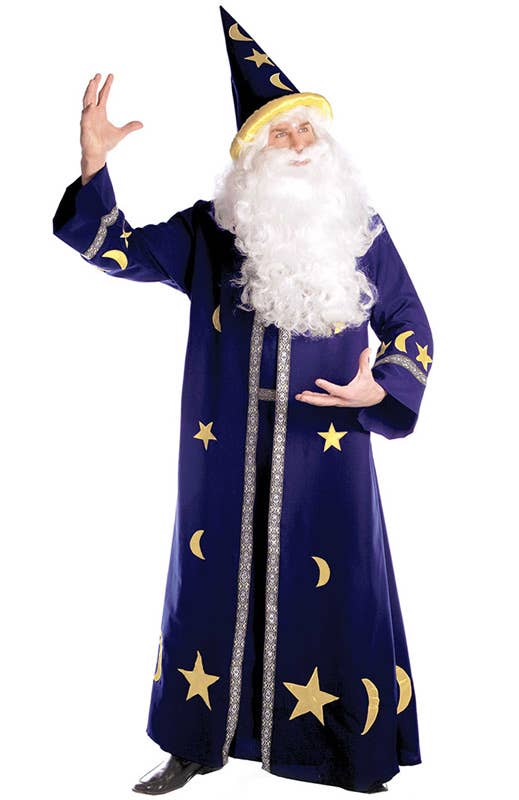 Starry Blue Spell Master Wizard Men's Halloween Costume - Main Image