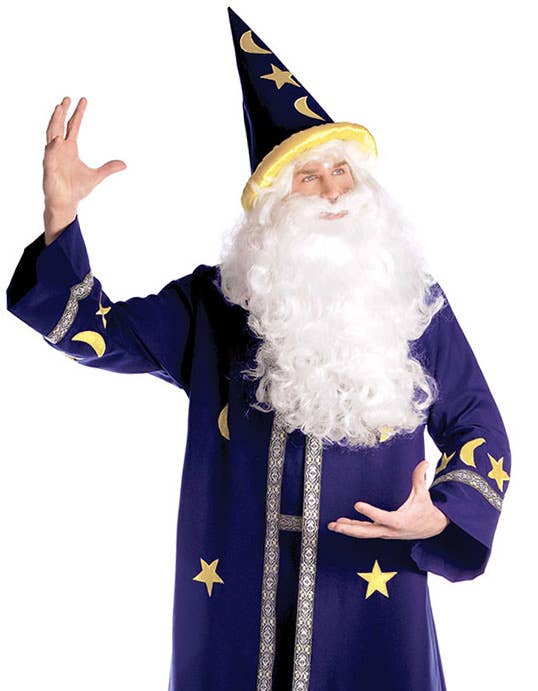 Starry Blue Spell Master Wizard Men's Halloween Costume - Alternative Image