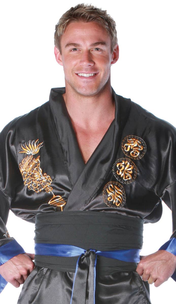 Men's Black Samurai Kimono Costume Zoom Image
