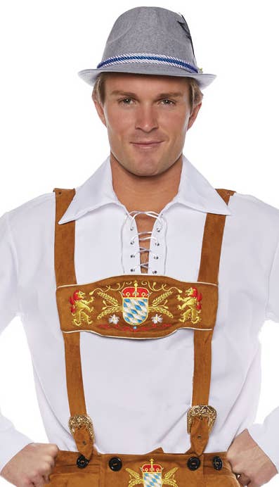 Men's Deluxe Light Brown Oktoberfest Lederhosen Fancy Dress Costume Zoom Image