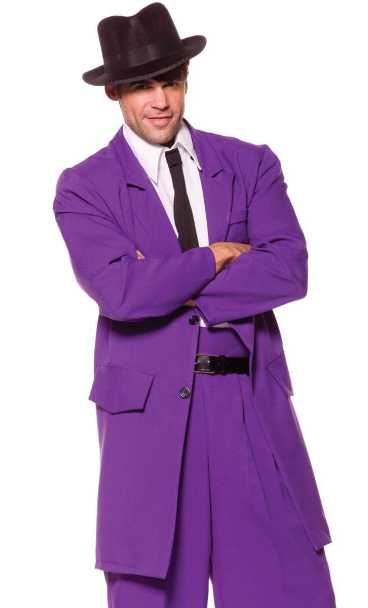 Mens Purple 1920s Gangster Zoot Suit Mob Boss Fancy Dress Costume By Underwraps - Main Image