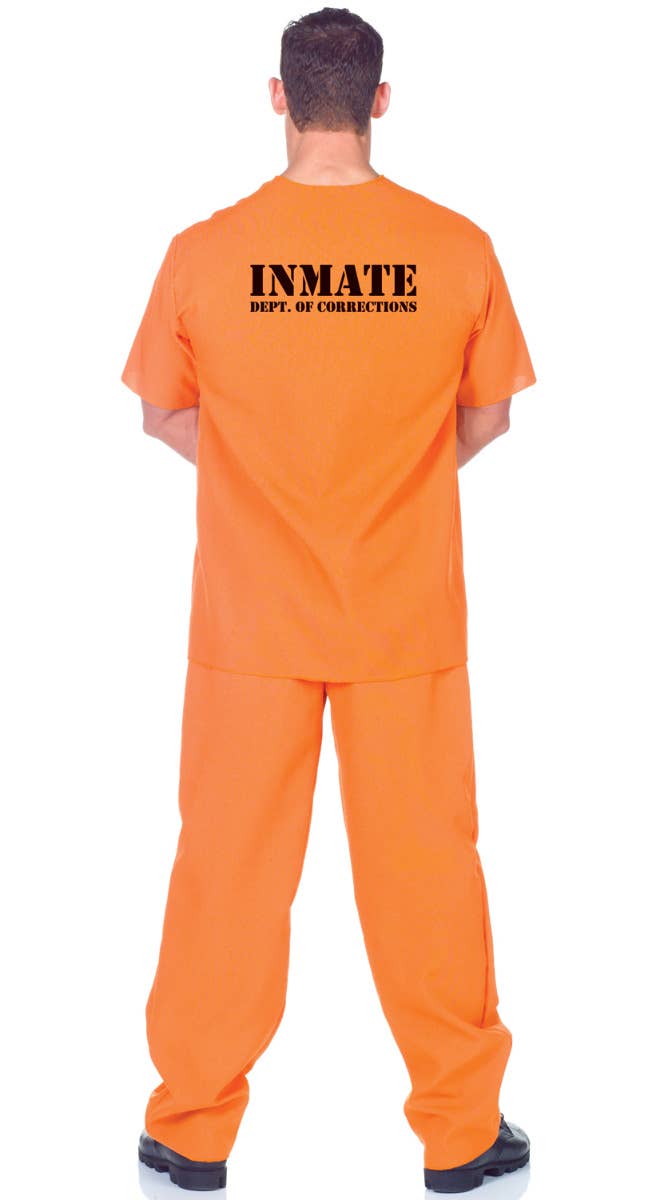 Men's Orange Prison Uniform Fancy Dress Costume Back image