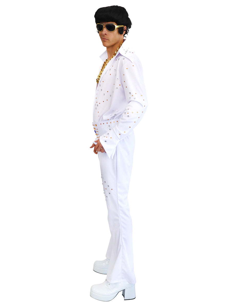 Mens White Elvis Presley Vegas Superstar Costume - Side Image