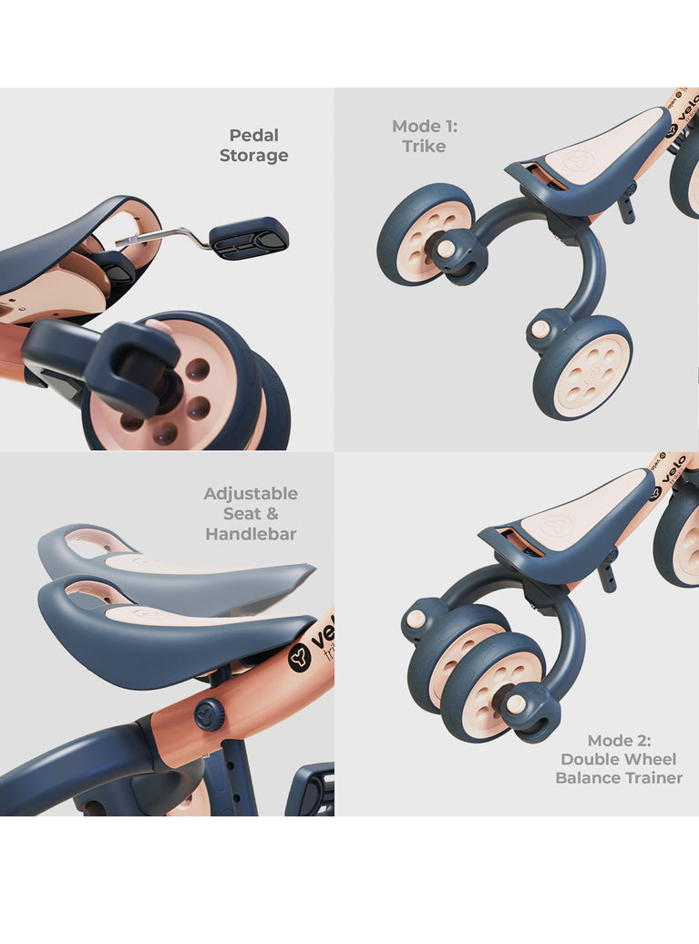 Velo Peach Colour 2 In 1 Trike For Children - Info Image 1