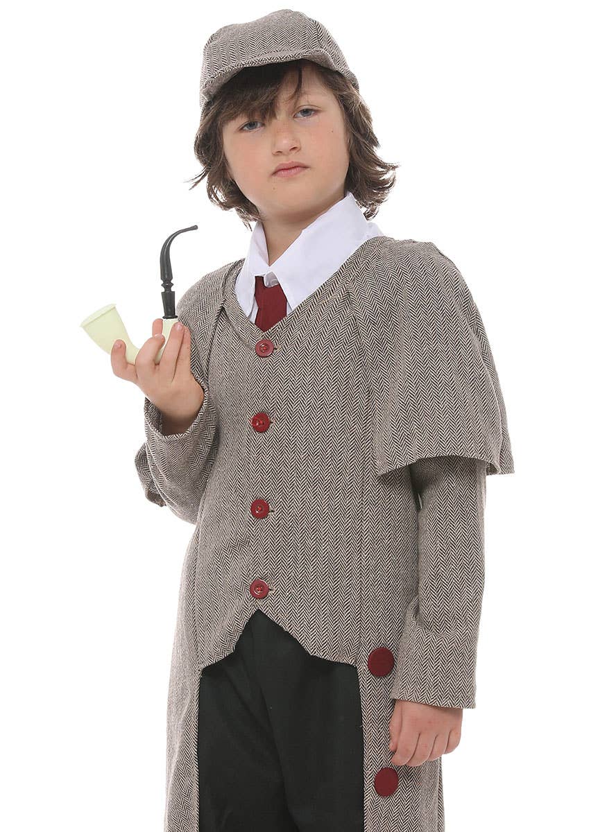 Image of Victorian Detective Boy's Sherlock Book Week Costume - Close View