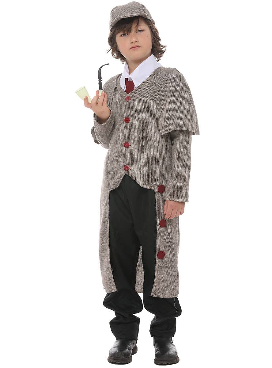 Image of Victorian Detective Boy's Sherlock Book Week Costume - Front View