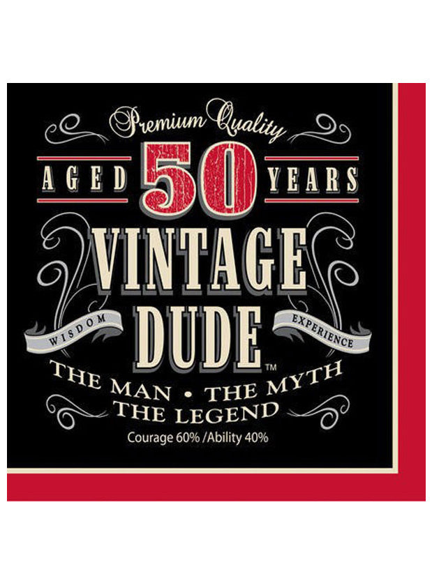 Vintage Dude 16 Pack 50th Birthday Party Lunch Napkins – Main Image