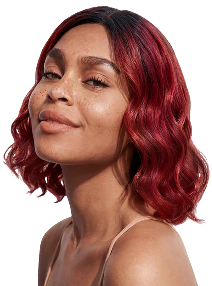 Gigi Womens Wavy Red Bob Wig with Dark Roots