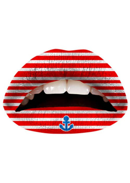 Temporary Red and Whiite Sailor Lips Tattoo Applique by Violent Lips Image 1