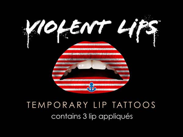 Temporary Red and Whiite Sailor Lips Tattoo Applique by Violent Lips Image 2