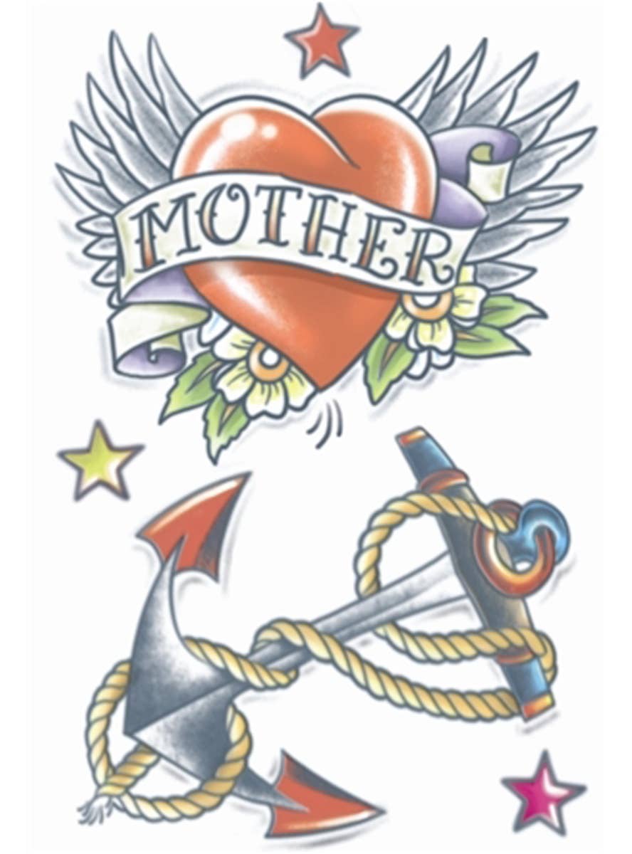 Tinsley Transfers Vintage Heart and Anchor Temporary Tattoo - Alternative Image