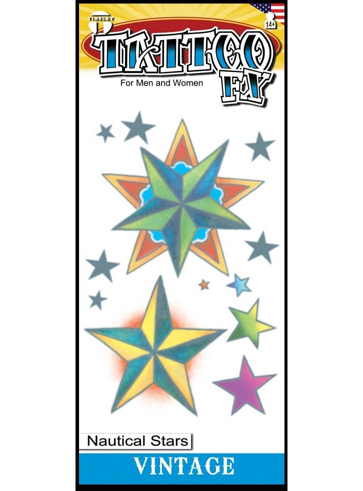 Tinsley Transfers Vintage Nautical Stars Temporary Tattoo - Main Image