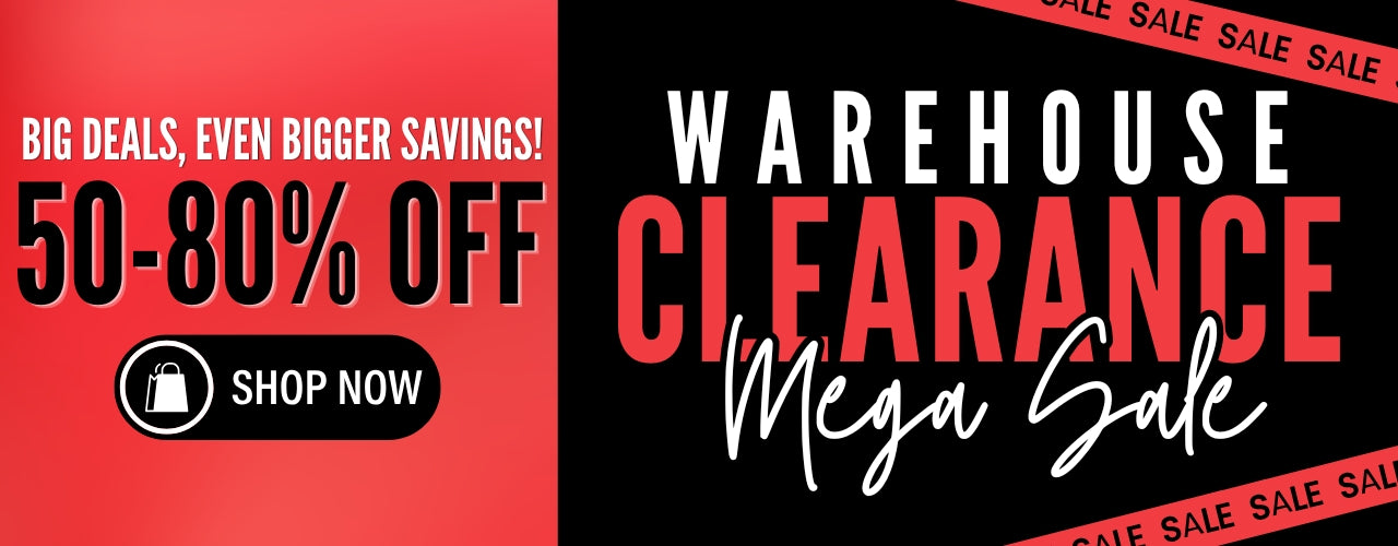Desktop Warehouse Clearance Mega Sale Banner 50-80% Off