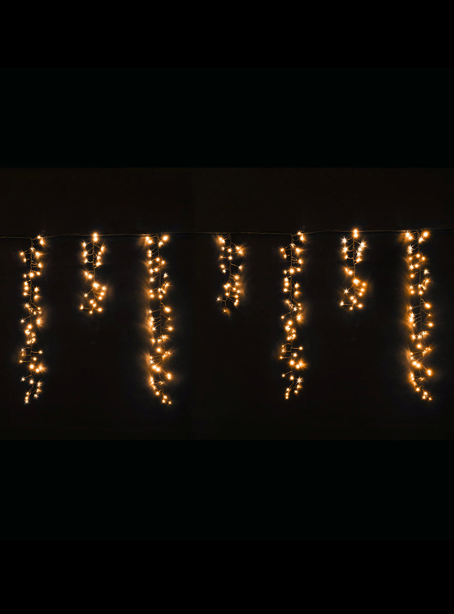 Warm White LED Dancing Cluster Icicle Christmas Lights 9 Metres