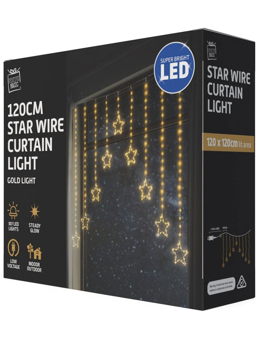 Warm White Star Curtain Christmas Lights Decoration - Alternate Image 2