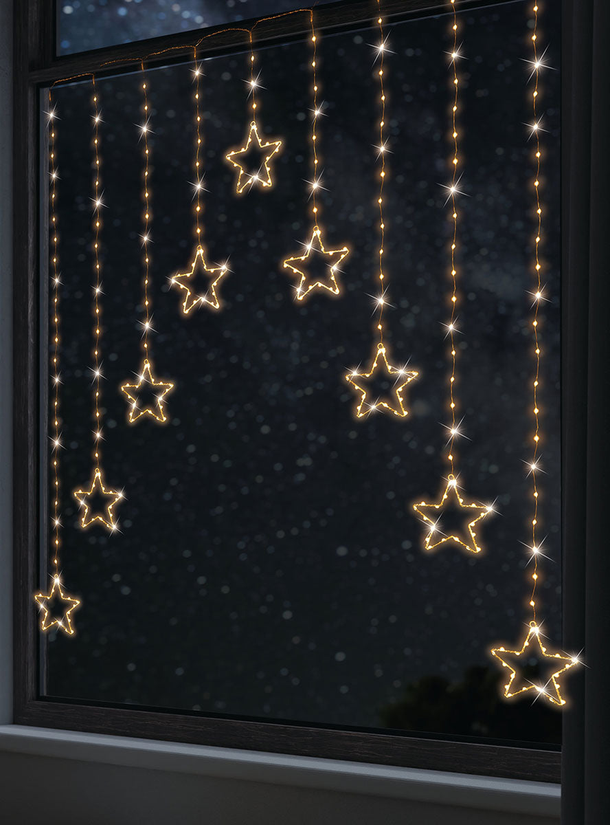 Warm White Star Curtain Christmas Lights Decoration - Alternate Image