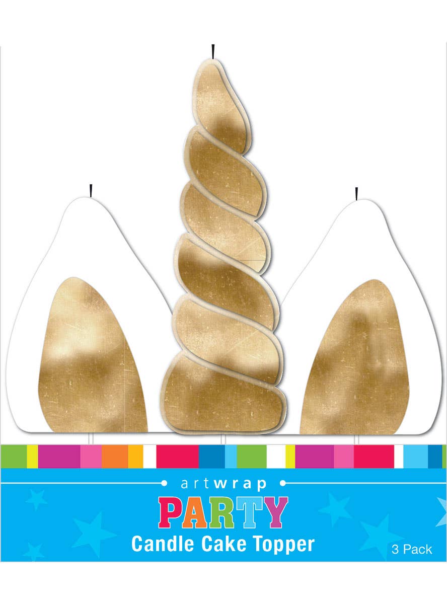 Image of White and Gold Unicorn Horn Birthday Cake Candle