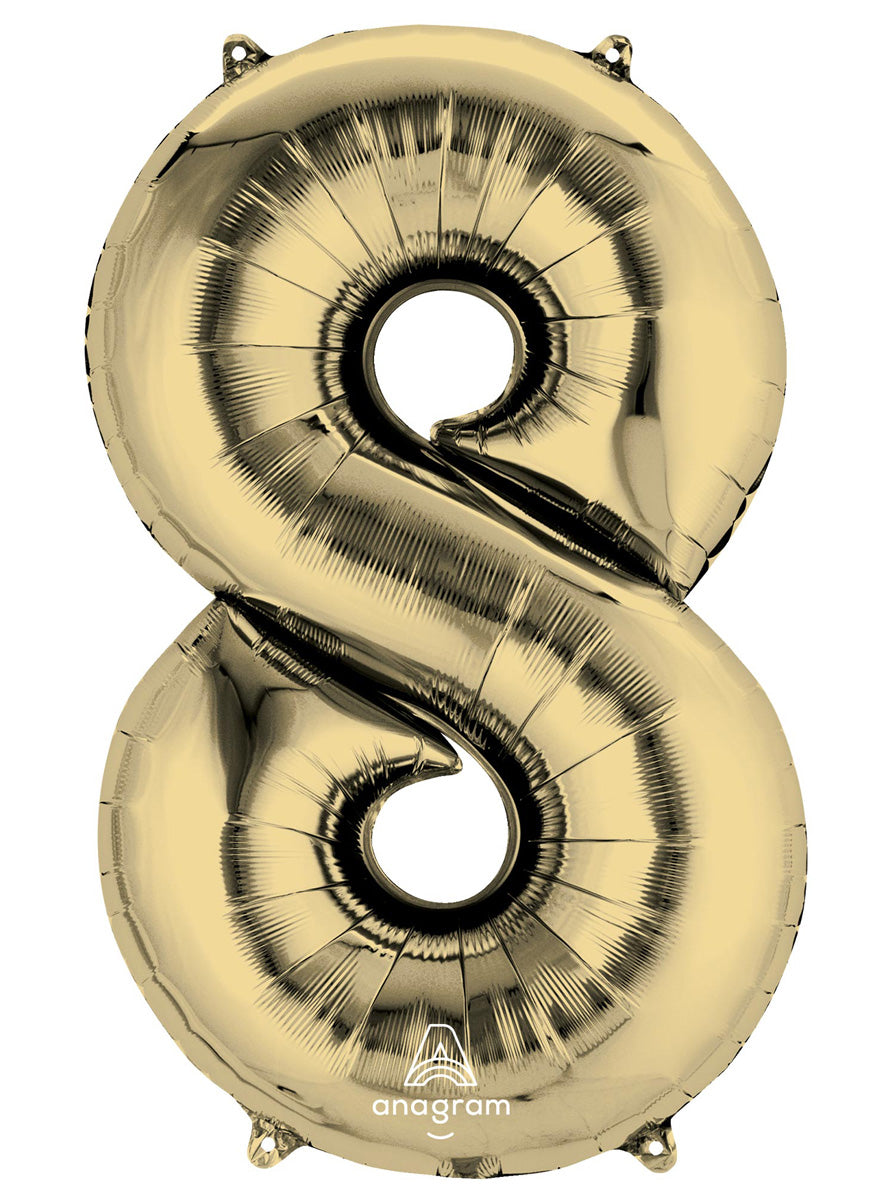 White Gold Supershape Number 8 Foil Balloon - Main Image
