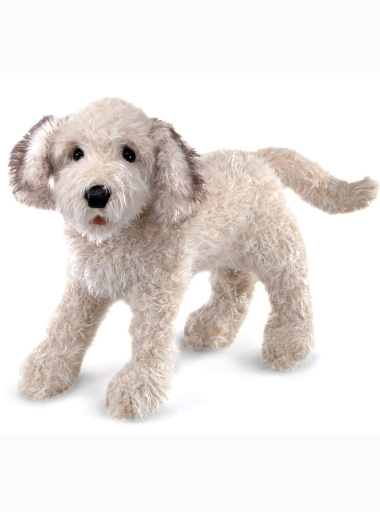 White Labradoodle Dog Large Plush Puppet