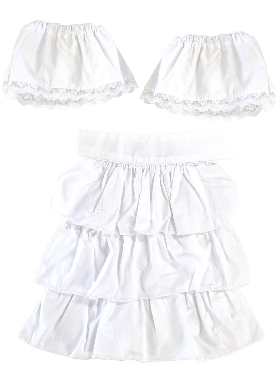 Image of Ruffled White Lace Jabot and Wrist Cuffs Accessory Set - Main Image