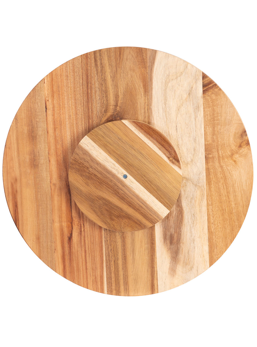 White Snowflake Print Christmas Wooden Lazy Susan - Back Image