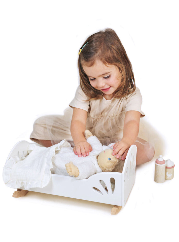 White Wooden Baby Doll Swan Bed - Alternate Image 1