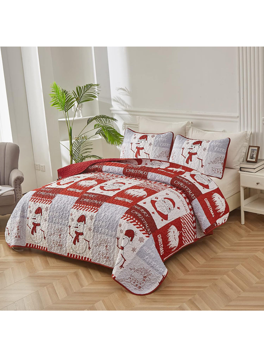 Winter Wonderland Snowman Printed Queen Size Christmas Quilt Cover Set