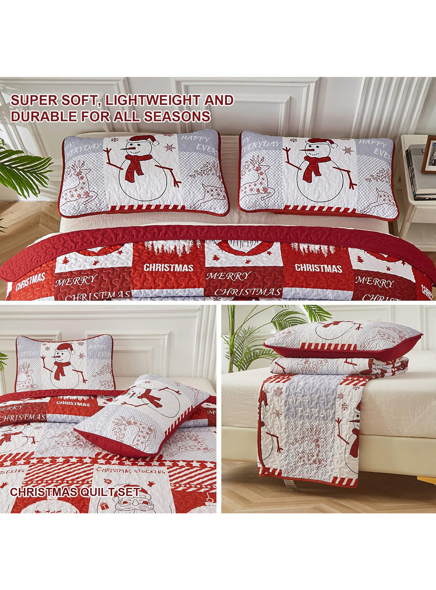 Winter Wonderland Snowman Printed Queen Size Christmas Quilt Cover Set - Alternate Image 1