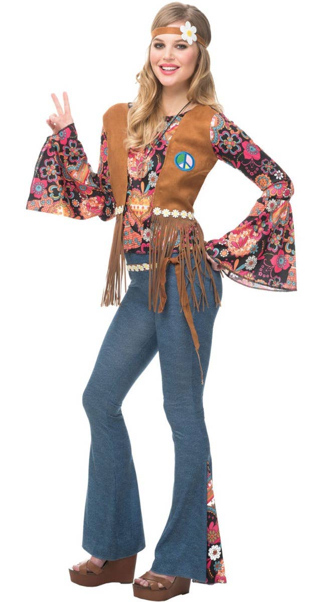 Women's Peace Out Hippie 1960's Costume - Main Image