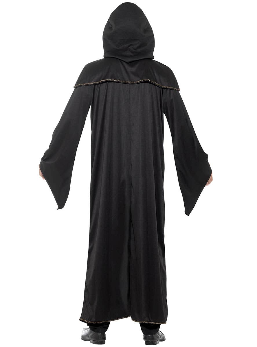 Image of Wizard Black and Gold Women's Halloween Costume Cloak - Back Image