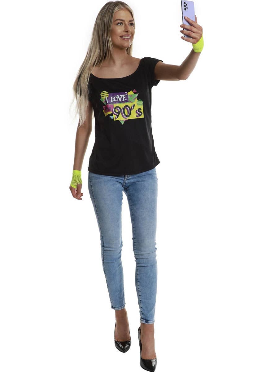 Image of I Love The 90s Women's Black Costume Shirt - Alternate Front Image